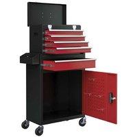 5-Drawer Metal Rolling Tool Cabinet - Lockable, Space-Saving, Industrial Red Storage Chest