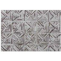 Large Modern Chenille Area Rug - Faux Leather Patchwork, 290x200cm, Non-Slip, Foldable, Brown