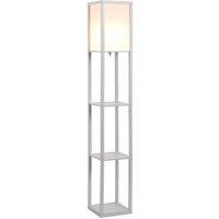 Modern MDF 4-Tier Shelf Floor Lamp - White, E27 Bulb, 160cm Tall