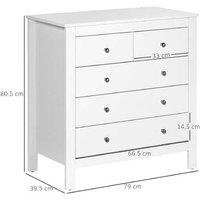 5-Drawer White Modular Storage Chest - Wood, Durable, Space-Saving, Modern Style