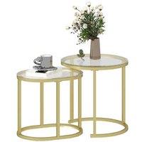 Contemporary Nesting Coffee Tables - Glass Top & Gold Steel Frame, Space-Saving Living Room Set
