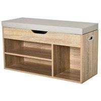 Grey MDF Shoe Storage Ottoman Bench - Entryway & Living Room Storage, Padded Seat, Contemporary Style