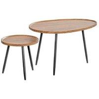 Nesting Coffee Tables - Chestnut Finish, Space-Saving Metal Legs, Modern Living Room Set