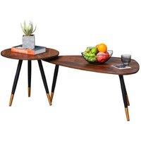 Modern Scandi Stackable Nesting Side Tables - Walnut MDF, Steel Legs, Space-Saving Living Room End Desk