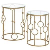 Gold & Glass Round Nesting Side Tables - Contemporary Living Room Space-Saving Set