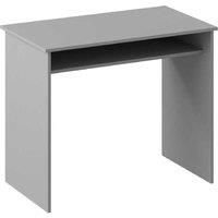 Compact Grey Computer Desk with Shelf - Particle Board, Storage, Space-Saving - 90x50cm Contemporary Table