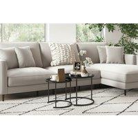 White Nesting Bedside Tables with Tray Top - Set of 2 - Contemporary Steel Frame