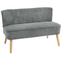 Grey Corduroy 2-Seater Sofa with Wooden Frame - Modern Fabric Loveseat