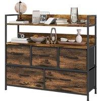 Rustic Fabric Modular Chest of Drawers - Steel Frame, 5 Drawer, Compact Storage Solution