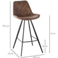 Set of 2 Vintage Microfibre Tub Bar Stools - Padded, Steel Frame, Retro Style