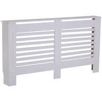 MDF Radiator Cover Cabinet - Extra Storage Shelf, Slatted Design, 172x19x81cm, White Finish