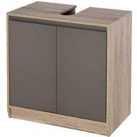 MDF Under-Sink Bathroom Storage Cabinet with Adjustable Shelves - Grey, Space-Saving, 60cm