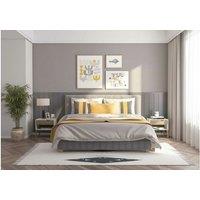 Set of 2 Modern Bedside Tables with Drawer & Shelf - Particle Board, Oak or White Finish, Contemporary Nightstands