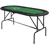 1.85m Folding Poker Table with Cup Holders - 8-Seater MDF Casino-Style Game Table
