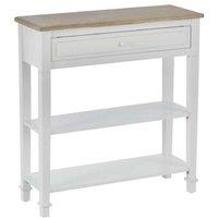 MDF Wide Drawer Console Table White - Wooden Storage Shelf, Minimalist Hallway Organiser