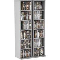 Set of 2 Adjustable CD Storage Tower Racks - Modern Particle Board Media Shelves