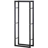 Tall Metal Firewood Storage Rack - Indoor/Outdoor, 100kg Capacity, Minimalist Black