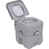 Portable Camping Toilet - 20L Waste Tank, 10L Fresh Water, Lightweight Plastic, Mobile Outdoor Potty (Grey)