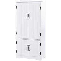 Freestanding Modern Wood Storage Hutch Cabinet - 4 Door, Adjustable Shelves, 123cm High