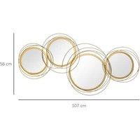 Modern Metal Wall Mirror Art - Black & Gold Tone, Decorative Statement Piece