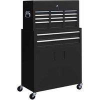 Metal Tool Chest on Wheels - 6 Drawer Lockable Storage Cabinet - Industrial Black