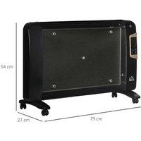 2kW Mica Space Heater with Adjustable Thermostat & Remote Control - Portable Black Convector