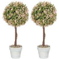 Set of 2 Faux Murraya Flower Plants in Pots - Decorative Artificial UV-Protected Indoor/Outdoor Home Decor, 60cm Tall