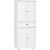 White MDF Pantry Storage Cupboard with Drawer & Adjustable Shelves - Freestanding Kitchen Organiser