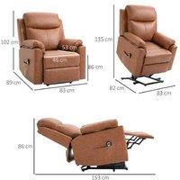Power Lift Recliner Chair - Faux Leather - Brown - Electric, High-Back, 120kg Capacity