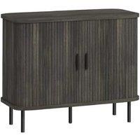 Wood Sideboard Storage Cabinet with Sliding Tambour Doors - Mid-Century Modern, 90cm, High Capacity