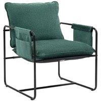 Minimal Chenille Padded Accent Chair with Storage Pockets - Modern Steel Frame, 120kg Capacity