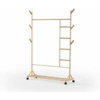 Bamboo Clothes Rack with Bottom Shelf Shoe Clothing Organiser
