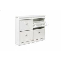 2-Tier Flip Down Shoe Bench Cabinet with Cushioned Top Seating