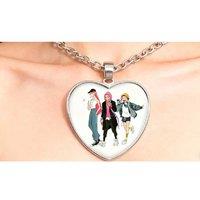 Kpop Demo Hunter- Heart Pendant Necklace - Alloy Glass Statement Chain, Adjustable Length