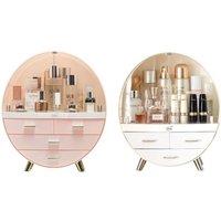 Round Cosmetic Organiser Box with 2 or 3 Drawers - Desktop-Friendly, 2 Colours & 2 Options