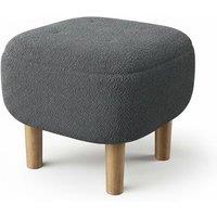 Upholstered Teddy Fleece Tufted Footstool with Wooden Legs
