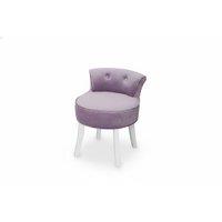 Upholstered Purple Velvet Vanity Stool with Tufted Plush Backrest and Wooden Legs