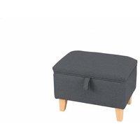 Space-Saving Linen Upholstered Storage Ottoman Footstool with Hinged Lid