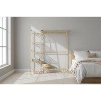 Bamboo Clothes Rail with Shelf Storage - Eco-Friendly Use, Hanging Rod & Side Hooks Included