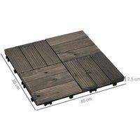 27pcs Wooden Deck Tiles - Charcoal Outdoor Patio Accessory - Weather-Resistant Garden Flooring