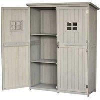 1.64 x 4.1ft Wooden Outdoor Storage Shed - Weatherproof, Double Door, Multi-Shelf, Grey Finish