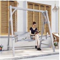 Grey Wooden 2-Seater Garden Swing Chair - Weather-Resistant Hammock, Solid Larch Wood
