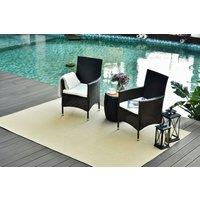 2-Seater Rattan Garden Dining Chair Set - Cushioned, Weather-Resistant, Dark Coffee
