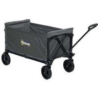 120L Heavy-Duty Folding Garden Trolley Cart - Steel Frame, Oxford Fabric, All-Terrain Wheels, Adjustable Handle - Grey