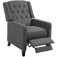 Deep Grey Microfibre Recliner Armchair - Wingback Tufted, 150kg Capacity
