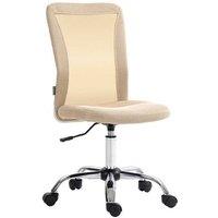Ergonomic Mesh Office Chair - Adjustable Height, Armless, Beige, Compact
