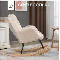 Wingback Rocking Chair - Fleece Upholstery - Beige - Ergonomic Nursery Lounge