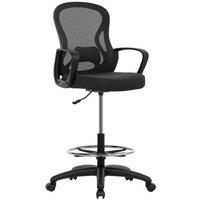Ergonomic Mesh Drafting Chair - Adjustable Height, Lumbar Support, Footrest, Black