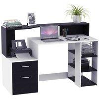 Solid Wood Computer Desk with Storage - 140cm Contemporary Workstation for Living Room
