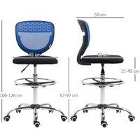 Ergonomic Swivel Draughtsman Chair - Mesh Lumbar Support, Adjustable Height, Foot Ring, Armless
